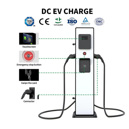 Customized Commercial DC EV Charger Station, 20/30kW Two Cable EVSE Fast Charging Pile for Hotel Private Parking Service