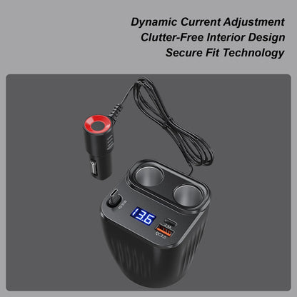 Car Chargers 60W Retractable Cable Anti-Slip Extension 2 Port Charger For Car For Battery Men Women Cell Phone Auto Truck