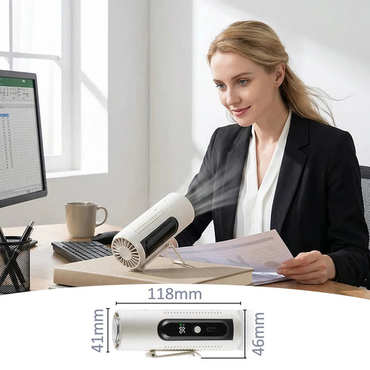 3-in-1 Portable USB Rechargeable Fan 199 Variable Speeds High Capacity 3000mAh Handheld Neck Hanging Fan for Camping Pocket Fan