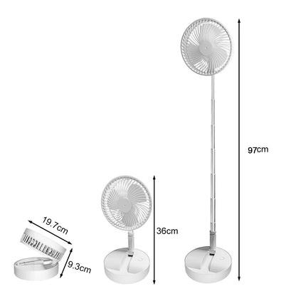 7200mAh USB Rechargeable Fan Portable Foldable Telescopic Silent Fan 4 Speed Adjustable Cooling Fan with Remote Control