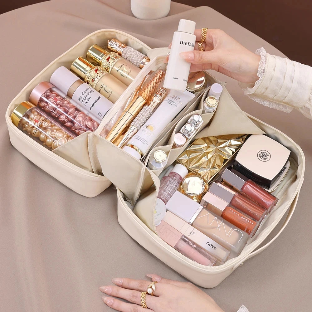PU Flame Makeup Bag, Beauty Makeup Storage Bag, Double Zipper Makeup Brush Bag, Business Travel Toiletries Sorting Bag