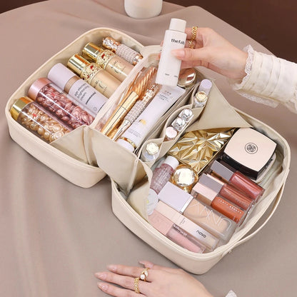 PU Flame Makeup Bag, Beauty Makeup Storage Bag, Double Zipper Makeup Brush Bag, Business Travel Toiletries Sorting Bag