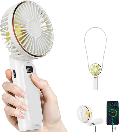 Handheld Fan Cooling Rechargeable 180° Adjustable 6 Speed Wind Display Portable Air Conditioner Foldable Quiet Fan As Power Bank