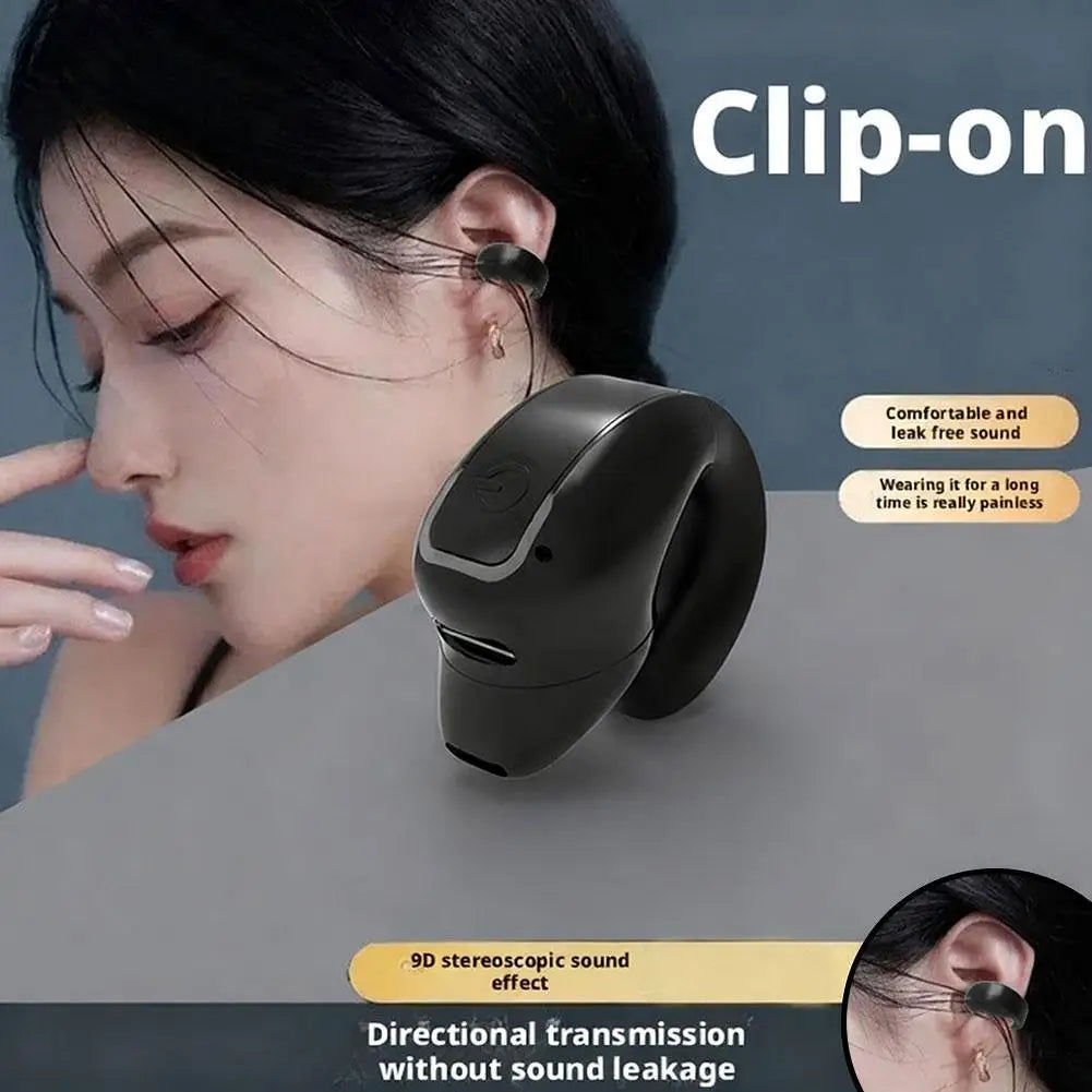 Wireless Bluetooth Earphones Bone Conduction Handsfree Earbuds TWS HIFI Stereo Single Ear Clip 9D Spatial Stereo Sound With Mic
