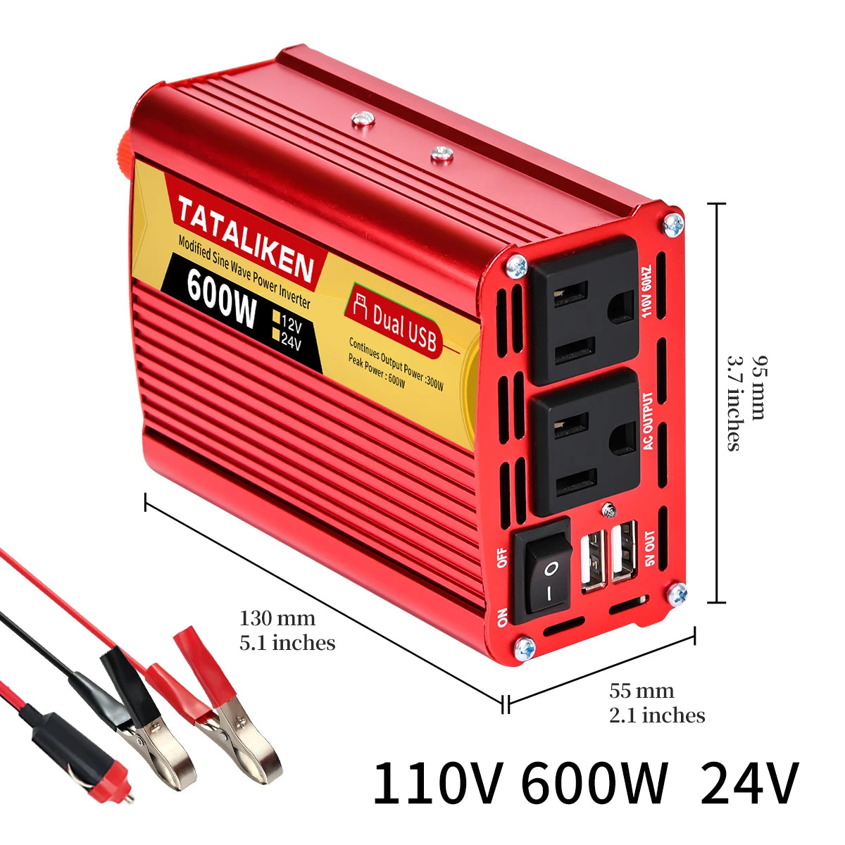 Inverters 12V,  24V 60HZ 600W 1500W 2000W 2500W, portable vehicle-mounted household frequency converter, universal socket