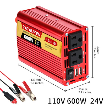 Inverters 12V,  24V 60HZ 600W 1500W 2000W 2500W, portable vehicle-mounted household frequency converter, universal socket