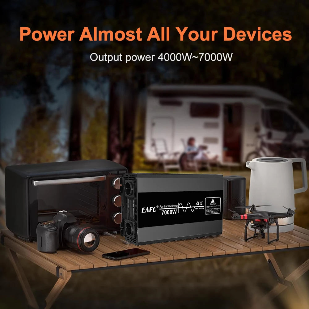 Car Inverter 4000W 5000W Pure Sine Wave Inverter Power DC 12V To AC 220V Voltage 50HZ Converter Solar for Home Outdoor RV