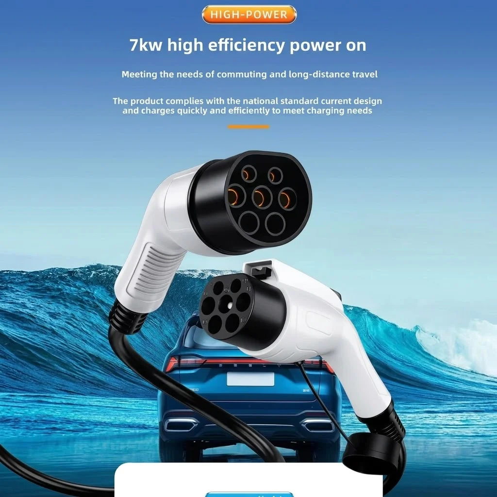 EV Charging Station Extension Cable 16A 7kW AC EV Charging Gun Extended Cord Slow-Charge Connector For BYD Home Use Charging