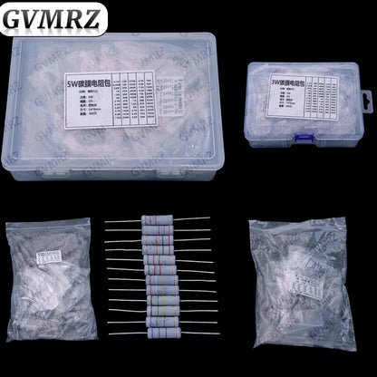 60Values 1W 2W 3W 5W 5% Carbon film resistors kit dip 0.1R 100R 200R 300R 1K 2K 3K Resistor  3W 5W 0.1R-3K