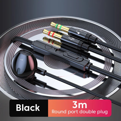 3M/2M Earphones Wired Headphones 3.5mm Audio Microphone Dual Plug For Desktop Computer Headset Gamer PC Earbuds In-Ear Earphone