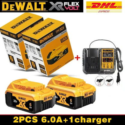 100% Original DeWalt Batteries 20V 6000mAh Li Ion Battery For DCB206 DCB205 DCB204 DCB200 DeWalt Power Tools Air Transport