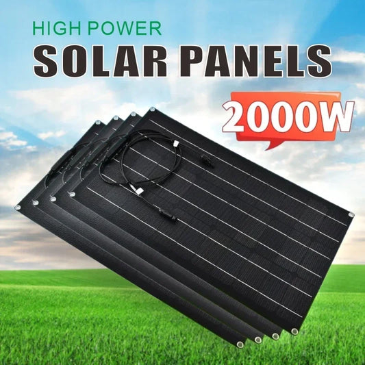 Super Power Solar Panel 500w1000w1500w2000w Suitable For RV Boat Car Household  Camping 18V 36V Battery Charger Solar Panel Kits