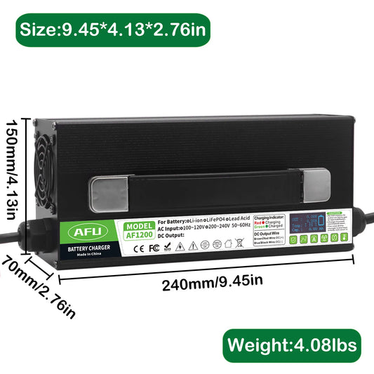 100.8V 10A Lithium ion Battery Charger Usd For 24S 88.8V Lithium ion Battery Heat dissipation High Power With LCD display screen