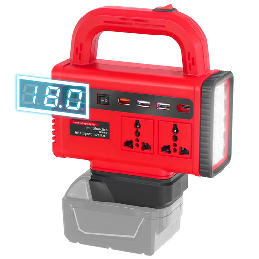 150W Portable Power Inverter for Milwaukee 18V Battery DC 18V to AC 110V 220V Converter Power Station Outdoor Emergency Use