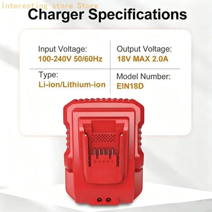 Home DIY Battery Chargers with EU Plugs Cord, 18V Lithium Charging Station, Vented Housing, and Slide in Dock for