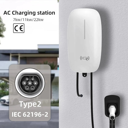 32A EV Charging Station 7KW 1Phase Electric Vehicle Charger Type2 EVSE Wallbox IEC62196-2 EV Charge Type 2 with 5M Cable