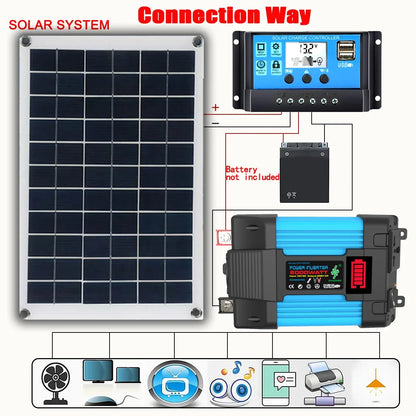 6000W Solar Inverter Generation 110V/220V 1200W Solar Panel Automotive Battery Charge Controller Solar Complete Power Solar Kit