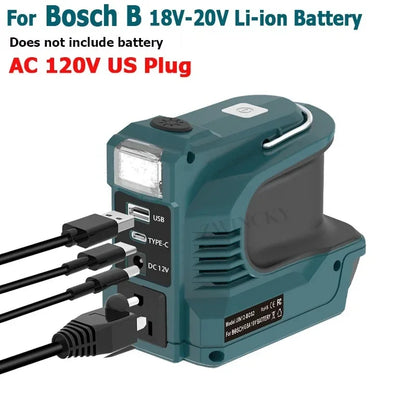 200W Battery Inverter Adapter For Makita/Bosch/Dewalt/Milwaukee 18V Li-ion Batteries Outdoor Power Bank AC 120-220V