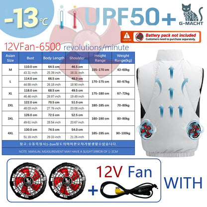 NEWS USB 12V/5V 4Fan Couples Summer Breathable Cooling Vest Sleeveless Fan Air Conditioner Jacket Heat Resistant Outdoor Workwea