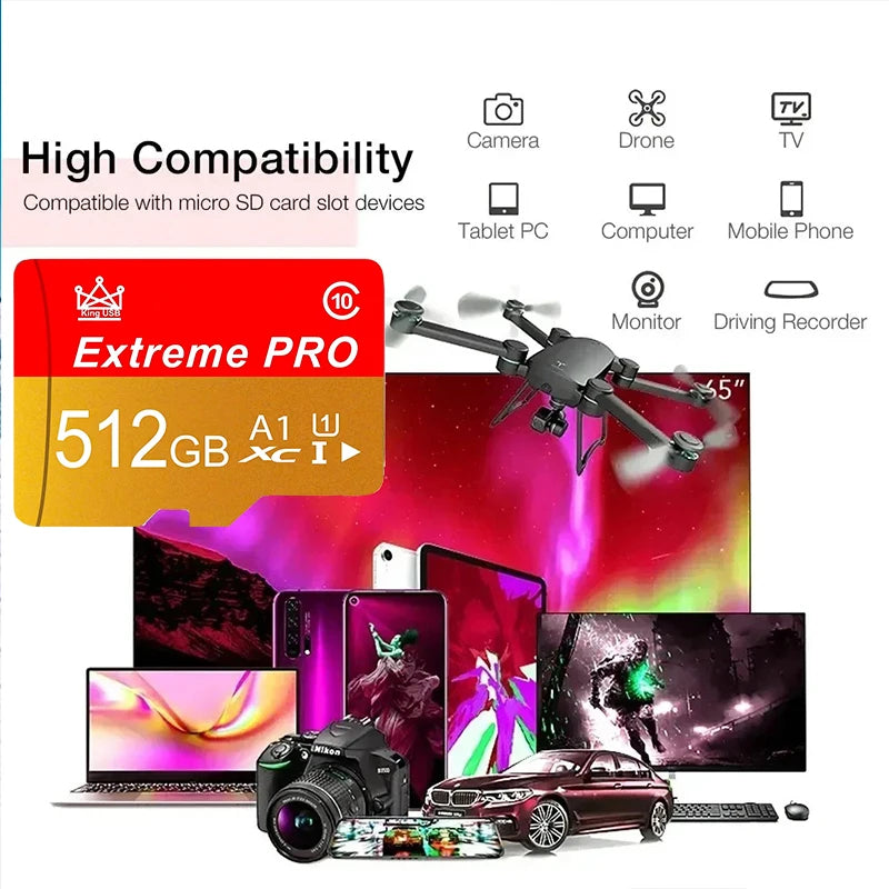 32GB 256GB 512GB Micro TF SD Card TF Cards SD Cards Memory Card UHS-I High Endurance Ultra HD Durable for Phone Gaming Laptop