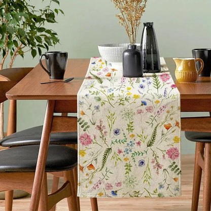 1pc Bloom Flowers Tulip Summer Table Runner13"x72"SeasonaWedding Holiday Kitchen Dining Table Decoration, Home Party IndoorDecor