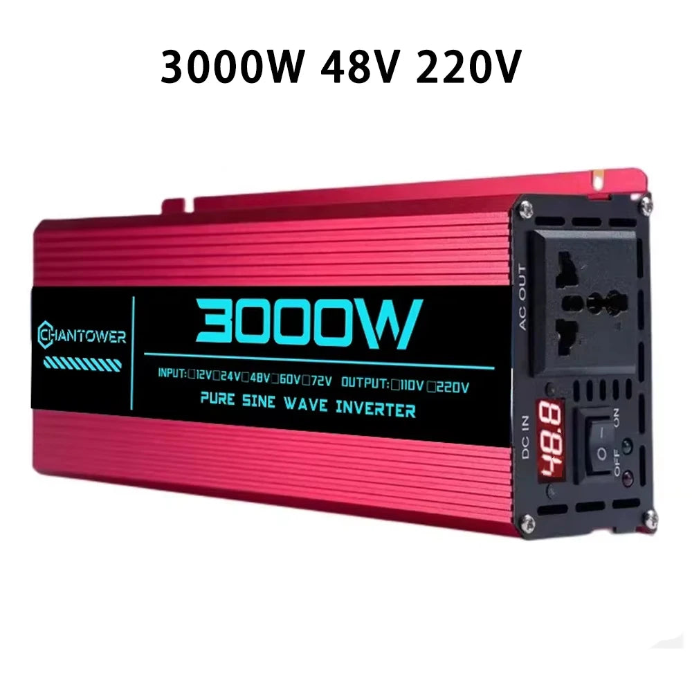 Pure Sine Wave Inverter DC 48V/72V to AC 220V 1000W 1600W 3000W 4000W 5000W 6000W LCD Display Power Converter Car Solar Inverter