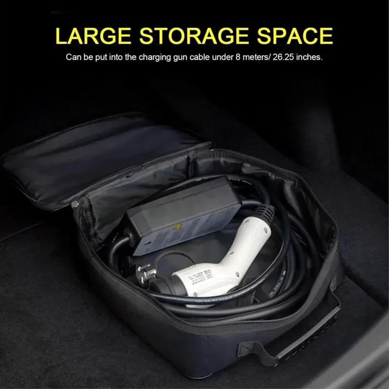 EV Car Charging Cable Storage Carry Bag for Electric Vehicle Charger Plugs Sockets Waterproof Fire Retardant Equipment Container