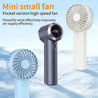 T-236 USB Rechargeable Mini Fan, 199 Speeds, LED Display, 12H Battery, Portable Handheld & Desktop Fan for Travel, Camping