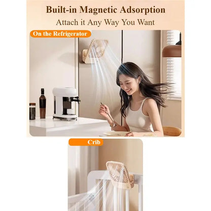 -November USB Rechargeable Portable Fan 180° Adjustable 4-Speed Cool Air Magnetic Thin Air Cooling Fan For Home Office Study