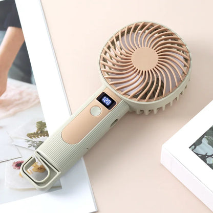Digital Display Handheld Fan - USB Rechargeable, 120 Speed Levels, Portable 2-in-1 Desk & Handheld Mini Fan