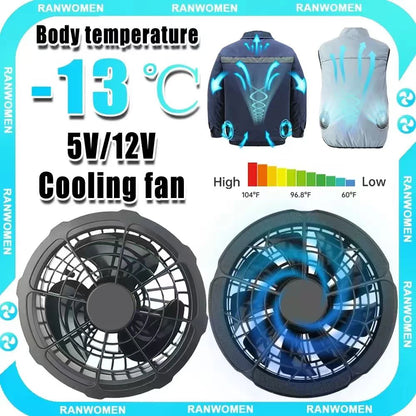 5/12V Cooling Fan Fo Air Conditioner Vest Air Conditioning Clothing Wearable 5V Cool Fan for High Temperature Work Fishing Vest