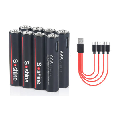 Soshine AA and AAA Li-ion Rechargeable Batteries USB Lithium 1.5V AA 2600mWh 3500mwh 4200mwh +1.5V AAA 600mwh 1100mWh Battery