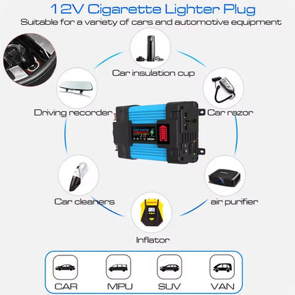 Car Inverter DC12V To AC 110V/220V 6000W Portable Power Bank Multifunctional Universal Socket Onboard Converter Solar Inverter