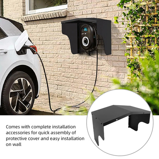 EV Charging Station Roof Cover 11x17.3x11in, Carbon Steel Weatherproof for Outdoor Wall Box Protection