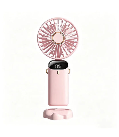 5000mAh Portable Handheld Mini Fan, Foldable, Can Be Hung on the Desk or Outdoors, Can Be Charged via USB, Equipped with LED Dig