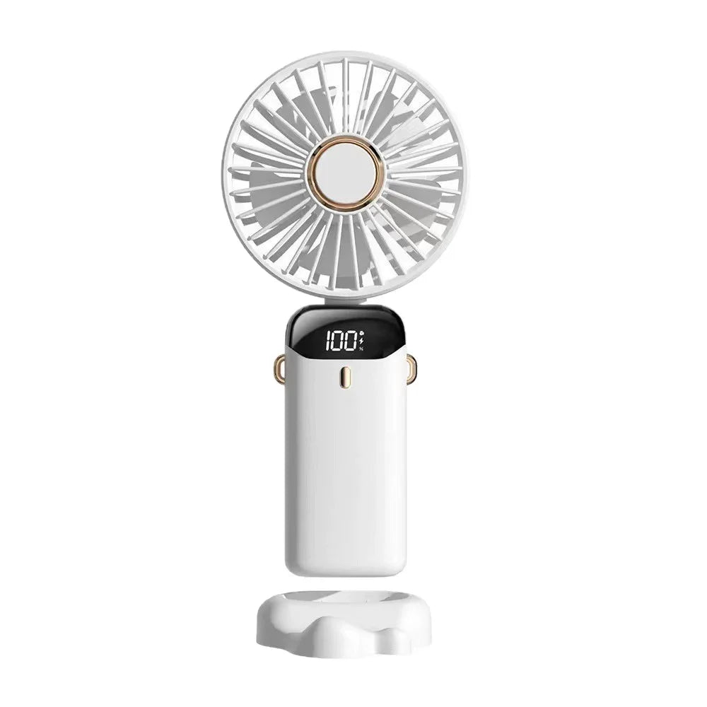 5000mAh Portable Handheld Mini Fan, Foldable, Can Be Hung on the Desk or Outdoors, Can Be Charged via USB, Equipped with LED Dig