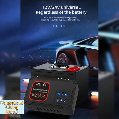 【Car Power Inverter 200W 12V/24V To 220V Converter Charger Adapter Socket Portable Vehicle-mounted Home Auto Inverters】