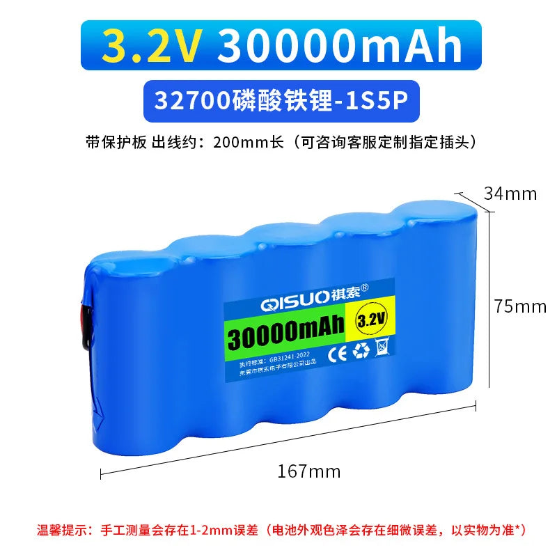 32700 3.2V LiFePO4 Battery Pack 30000mAh Lithium Iron Phosphate Batterie for Solar Street Lights Outdoor Courtyard Lamp Lighting
