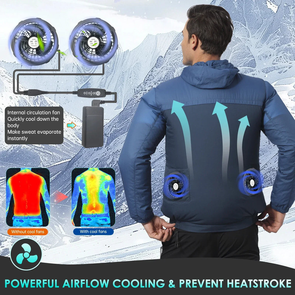 5V / 12V DC Cooling Fan 1 or 2 PCS For Air Conditioner Vest Jacket Summer Outdoor High Temperature Work Fishing Vest Cool Fans