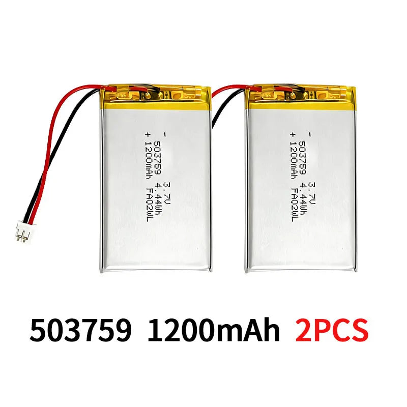 Lithium Polymer Battery 503759 3.7V 1200mAh LiPo Cell  Replacement Power For Bluetooth Headset Audio Stereo PSP POS