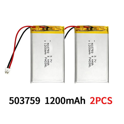 Lithium Polymer Battery 503759 3.7V 1200mAh LiPo Cell  Replacement Power For Bluetooth Headset Audio Stereo PSP POS