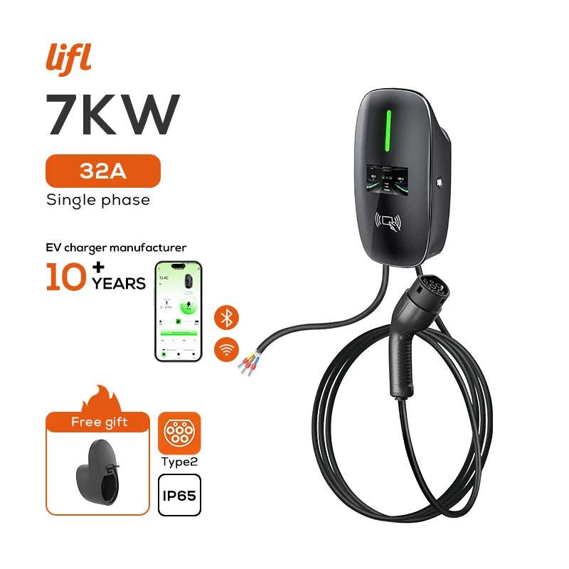 Lifl Electric Vehicle Wall Charger Fast Charging Station Type2 GBT for Electric Cars Wall-Mounted EV Charging Station