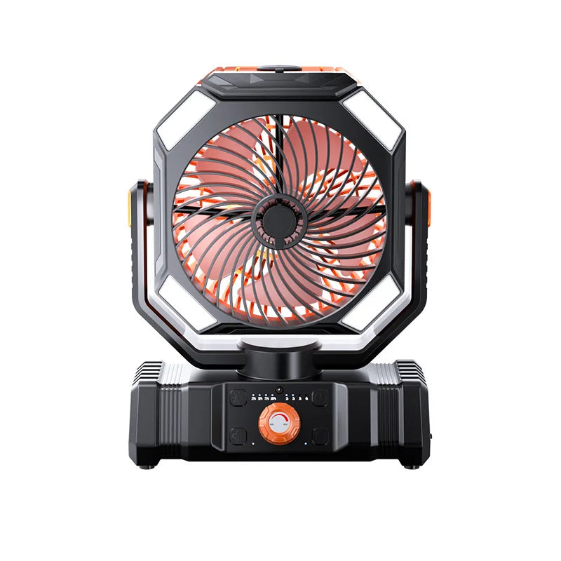 Camping Fan 60000mAh Battery Powered Fan Rechargeable with LED Light Portable Outdoor Tent Fan with Hanging Hook Desk Fans