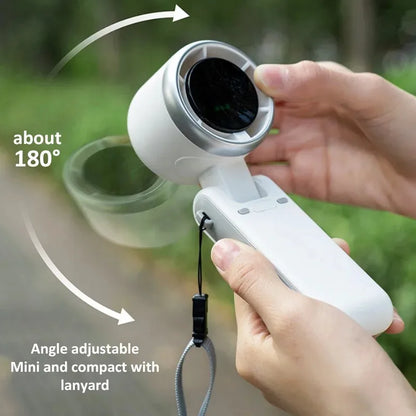 Portable Foldable Handheld Fan USB Rechargeable Mini Fan with LED Display 199-Speed Settings 3000mAh Battery Handheld Fan