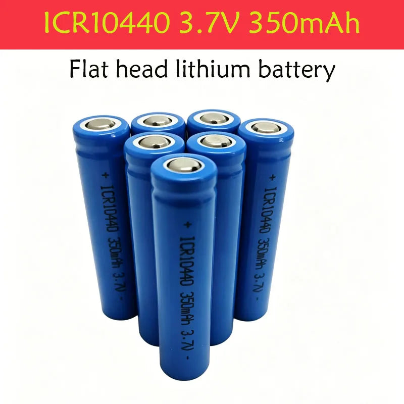 3.7V 350mAh ICR10440 Lithium Ion Battery - Button Top, Reusable & Long-Lasting for Flashlights, Headlamps， Pen Light
