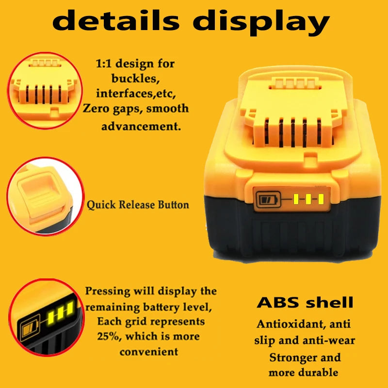 For DeWalt 20V Lithium Ion Batteries 20V 12Ah DCB203 Li Ion Battery Replacement DCB206 DCB205 DCB204 DCB200 Power Tools