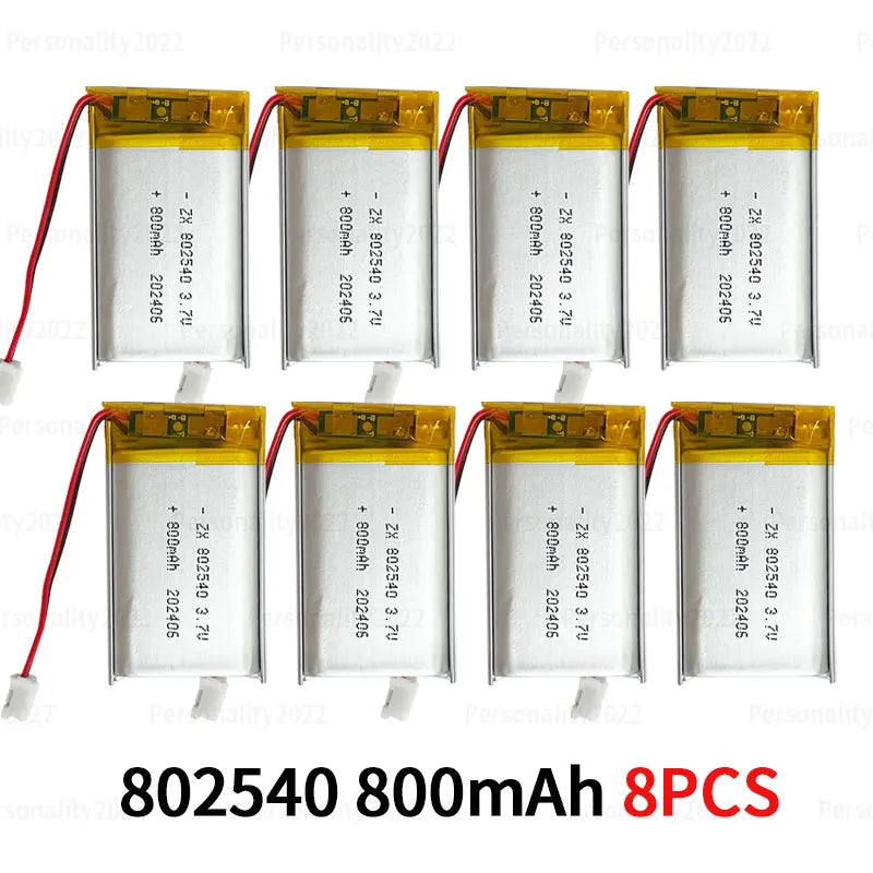 Lithium Battery Li Polymer Batteries 800mAh 3.7V 802540 Lipo 082540 for Flashlight Remote Controller Handheld Fans 1pcs-10PCS