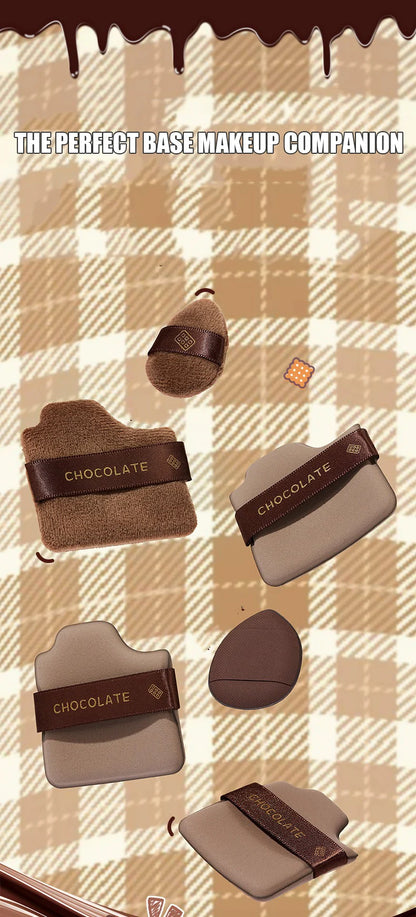 6pcs Dual-Use Cosmetics Puff Set Chocolate Cookie Soft Powder Puff Dry and Wet Foundation Air Cushion Makeup Sponge Beauty Tool