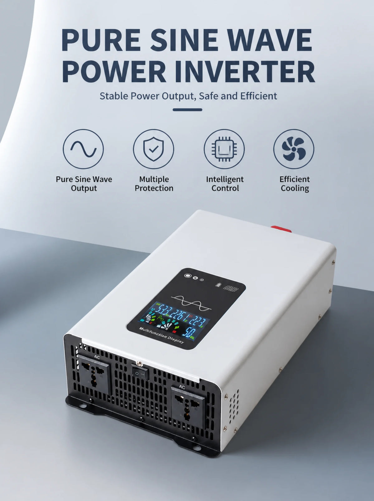 12V 24V Pure Sine Wave Inverter 800W 1300W 1500W 2500W 3000W DC To AC 110V 220V Converter LCD Display Universal Socket