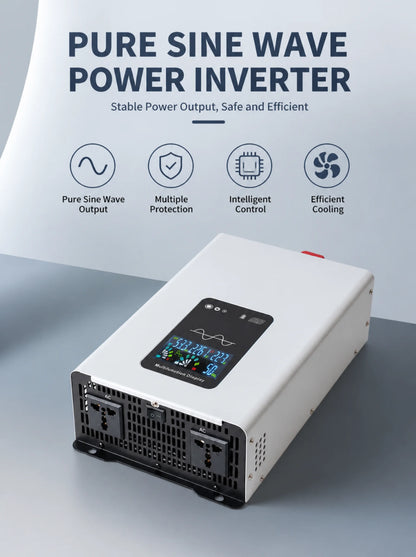 12V 24V Pure Sine Wave Inverter 800W 1300W 1500W 2500W 3000W DC To AC 110V 220V Converter LCD Display Universal Socket